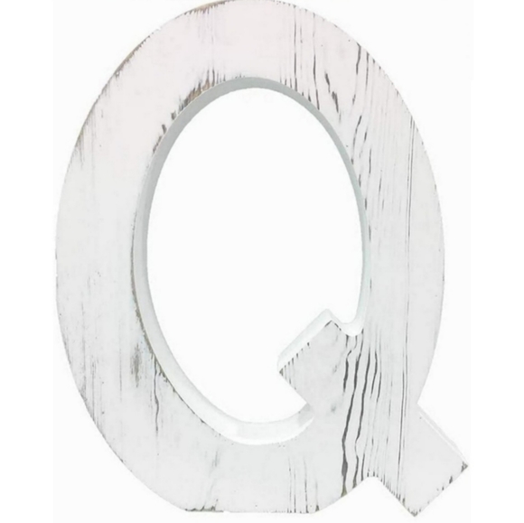 Large Distressed White Wall Desk Letter Q - Picture 15 of 15